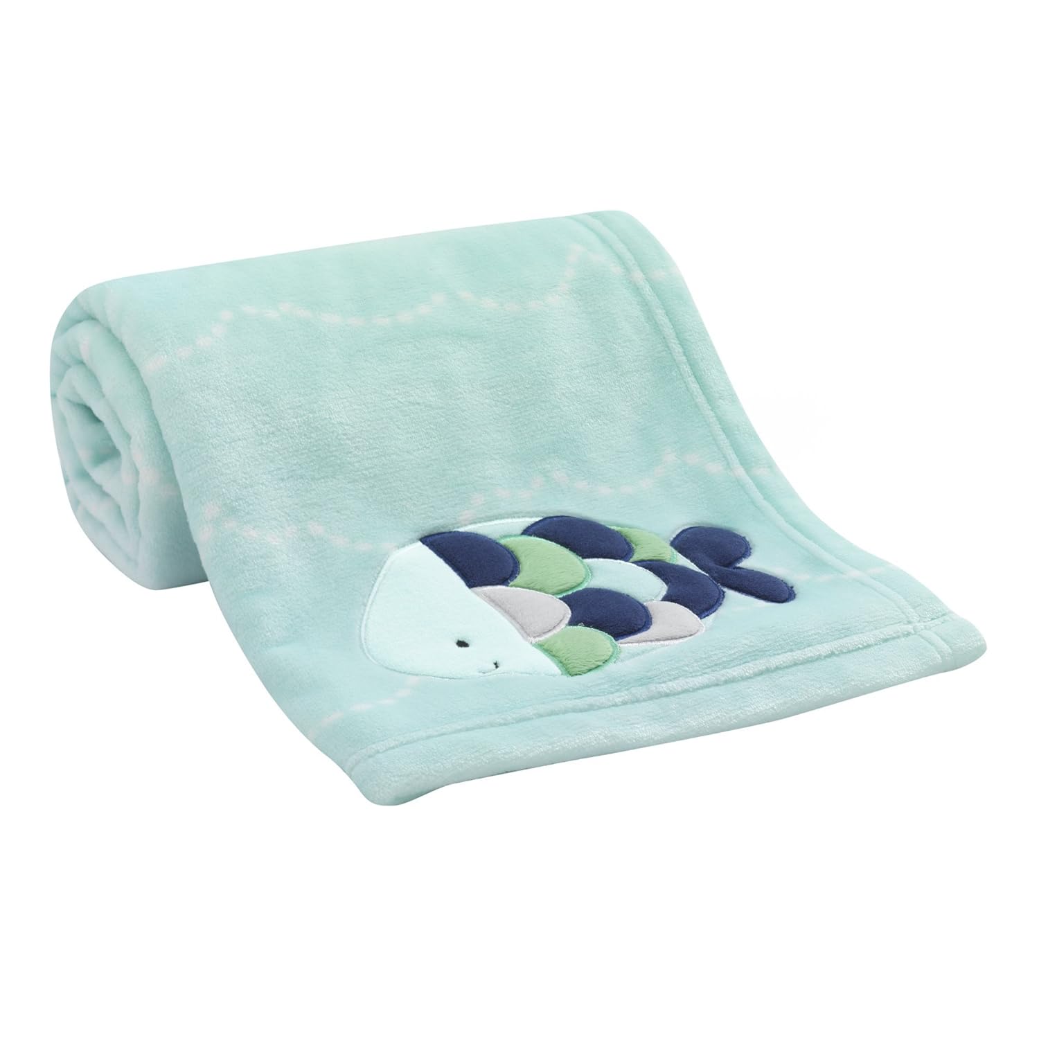 Lambs Ivy Ocean Blue Turquoise Coral Fleece Baby Blanket 1