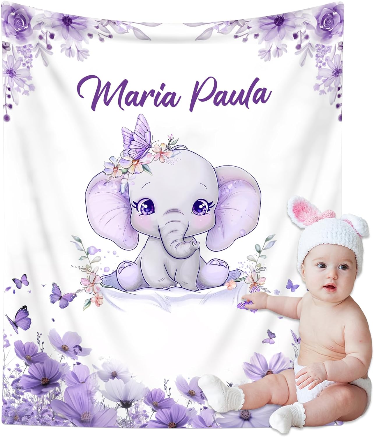 Personalized Baby Blanket with Name Custom Flannel Throw for Kids