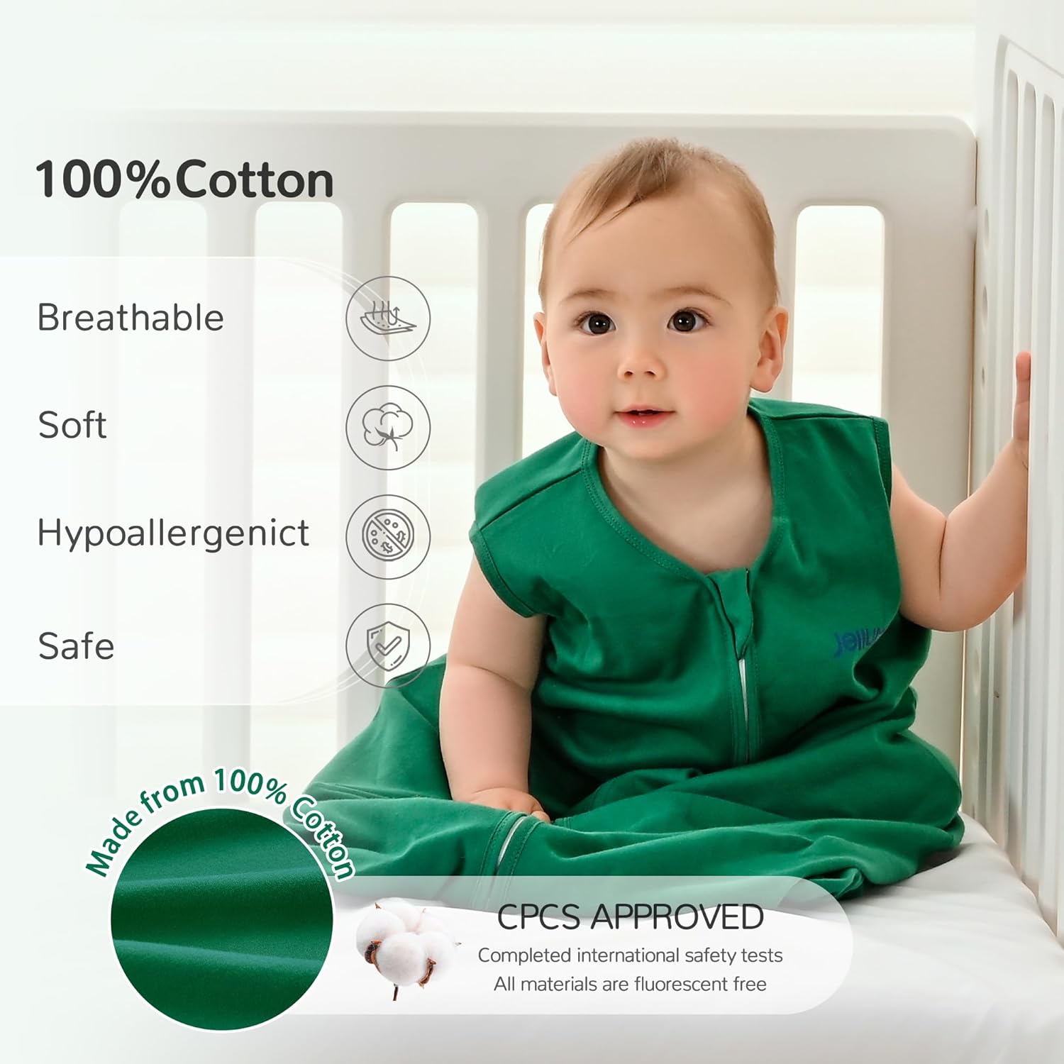JELLYMONI 6-12M Baby Sleep Sack 3 Pack 100 Cotton 05 TOG 1