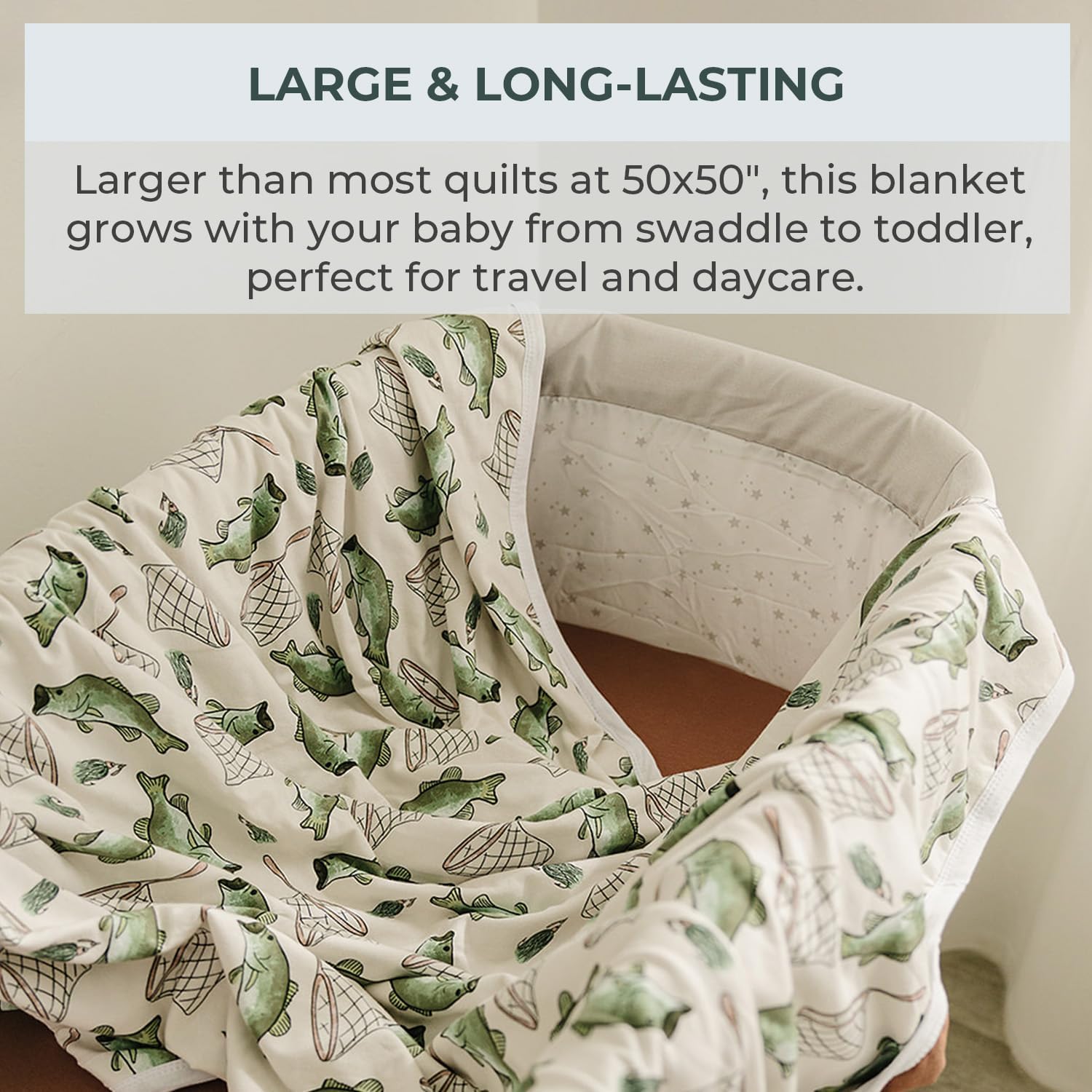 Pobi Baby Premium Stretchy Quilt - Gone Fishing