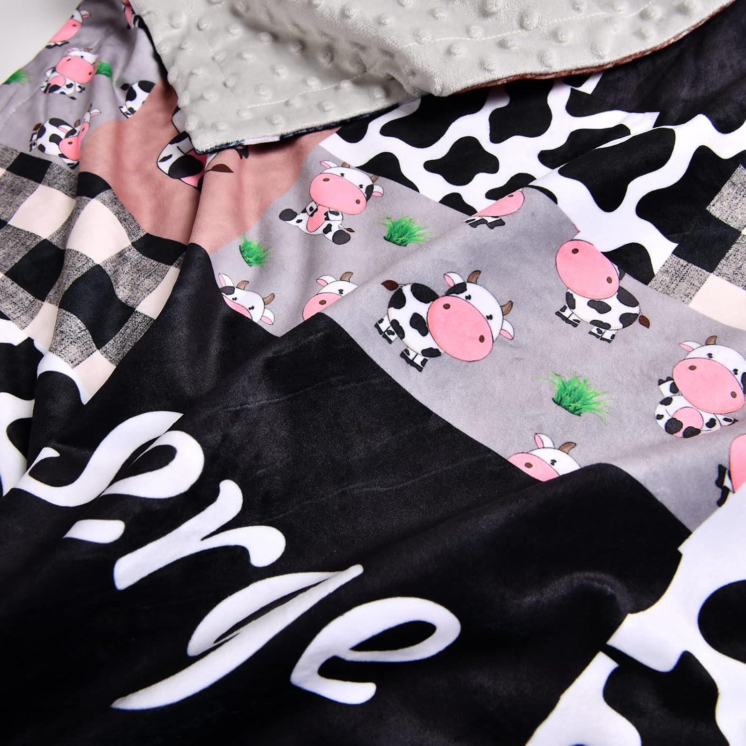 Personalized Cow Print Baby Blanket with Name