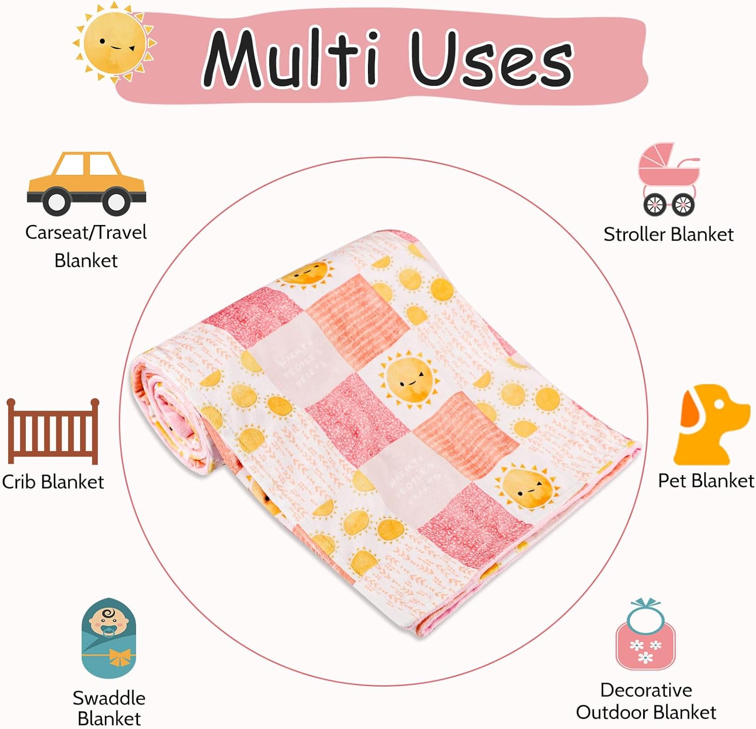 SWESEN Baby Blanket Super Soft Double Layer Mink with Dotted Backing