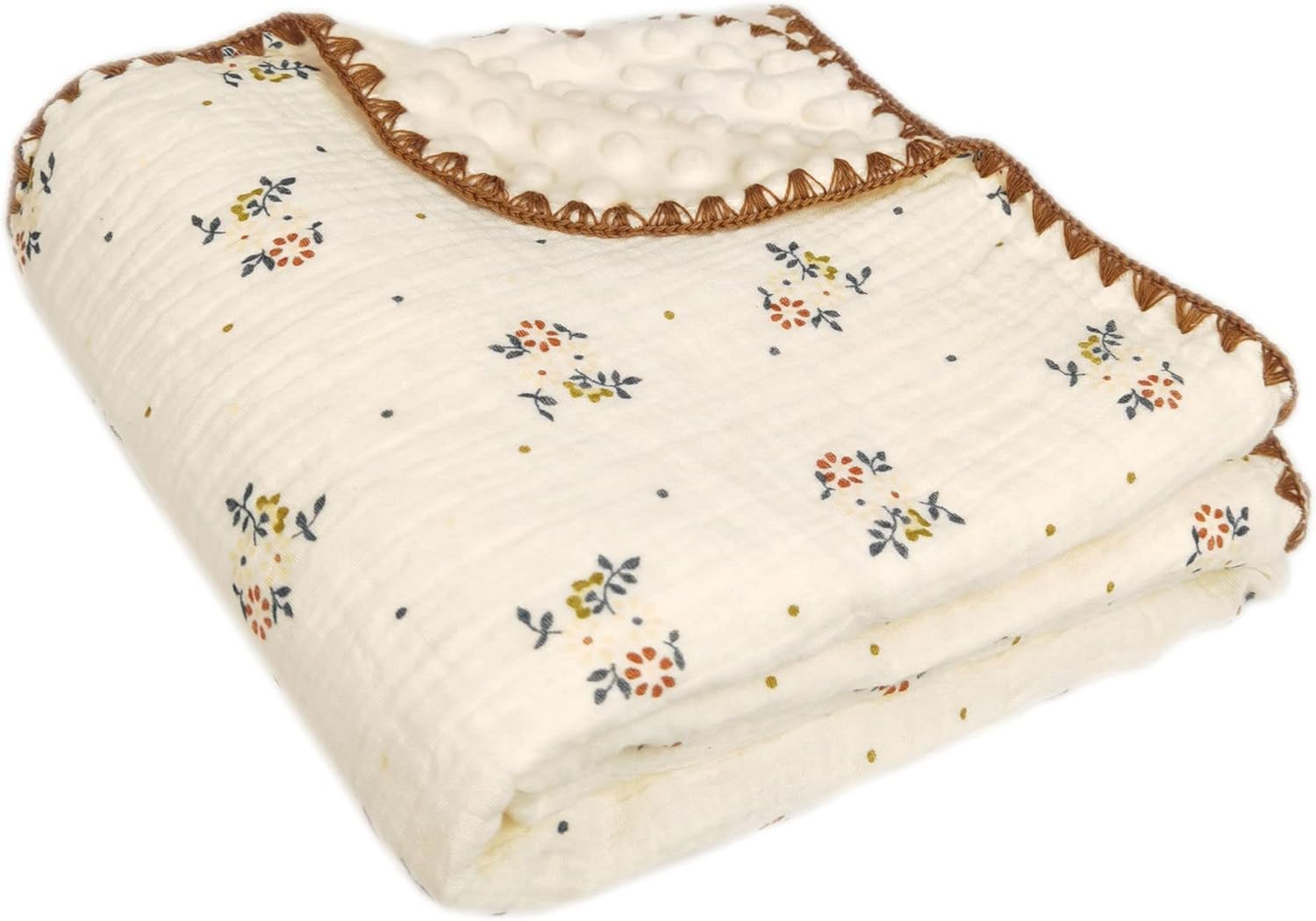 40x40 Inch Cotton Muslin Blanket with Dotted Backing