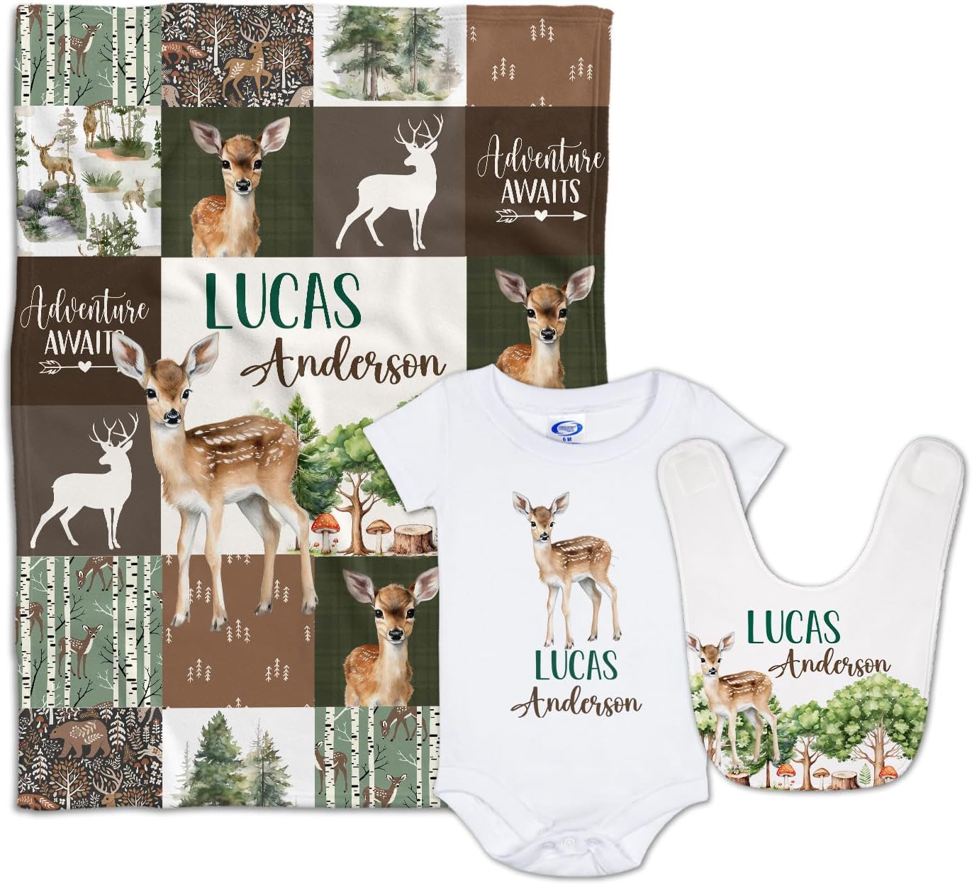 Personalized Baby Deer Blanket Woodland Theme