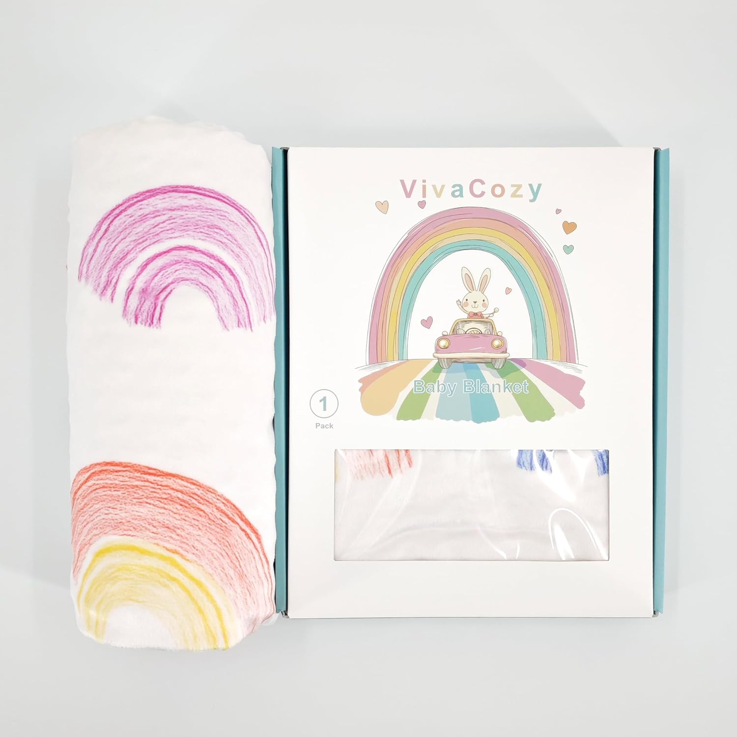 VivaCozy Baby Blanket Rainbow Crayon Yellow Double Layer 30x40 Inch