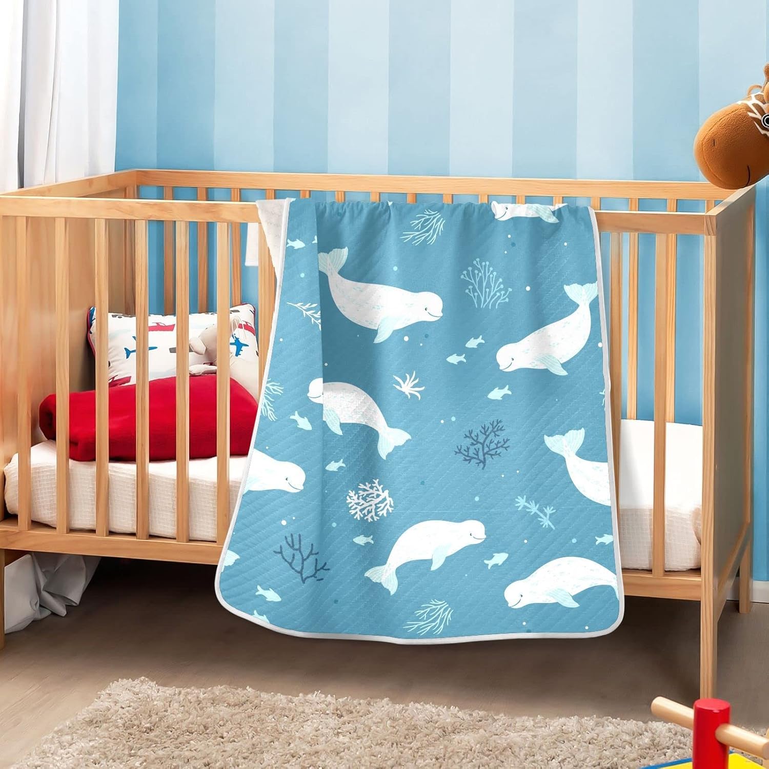 Pigsaly Beluga Whale Baby Blanket 30x40 Inches