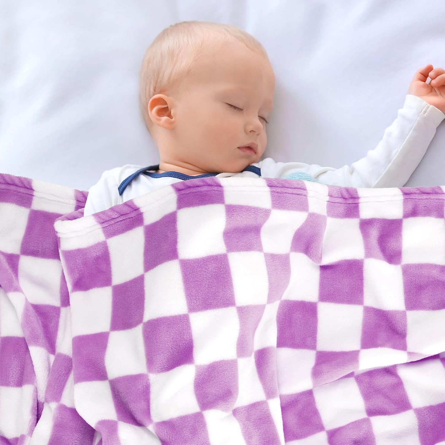 GreatBba Plush Checkered Baby Blanket 30x40 1