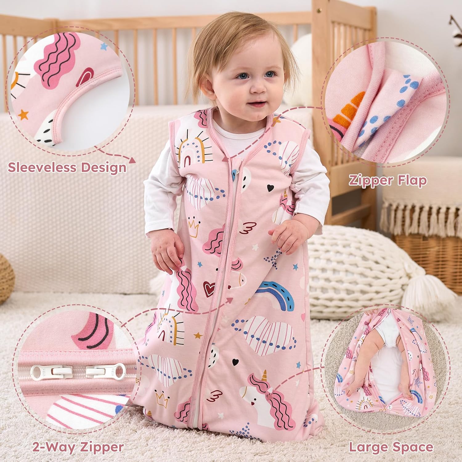 Yoofoss 0-6 Months Sleep Sack 15 Tog Organic Cotton Blanket