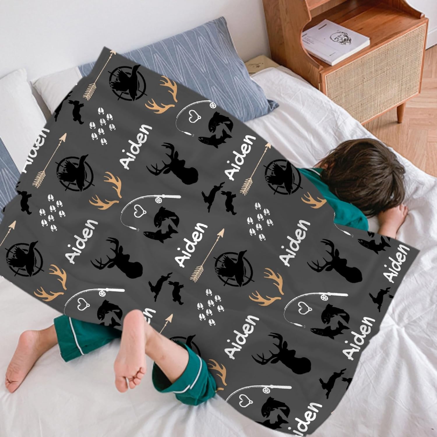Customized Deer Duck Fish Woodland Baby Blanket 30x40