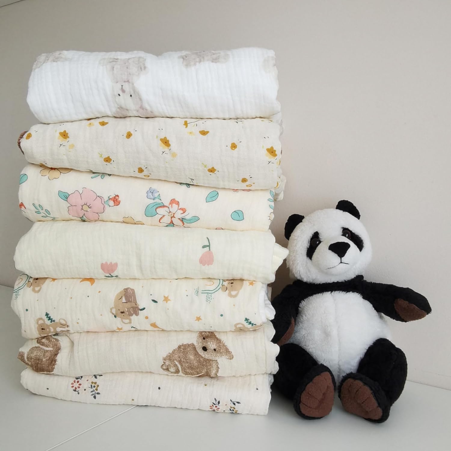 Gunnaicat Baby Blanket Double Layer Cotton Muslin 40x40 Inch Bear Pattern 1