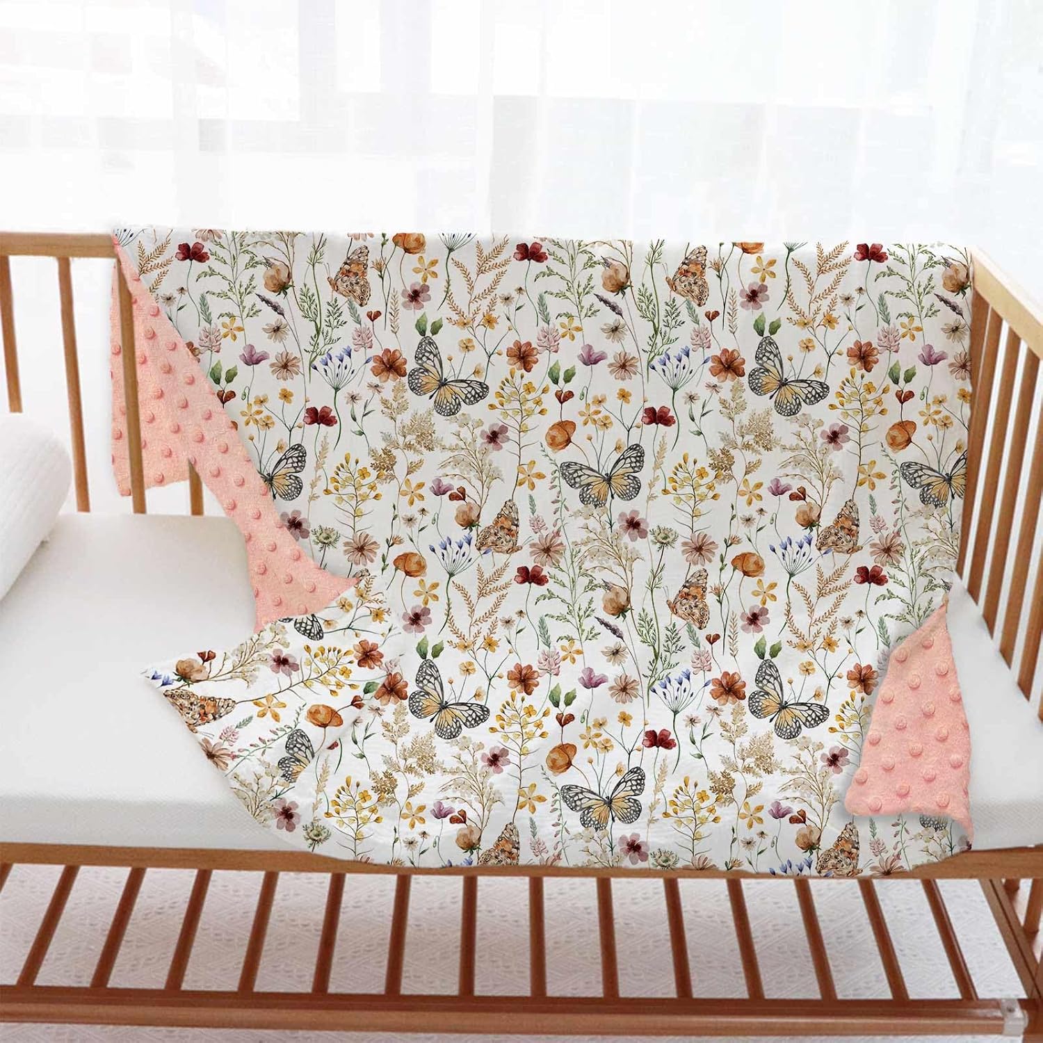 Wildflower Butterfly Baby Blanket for Girls 30x40