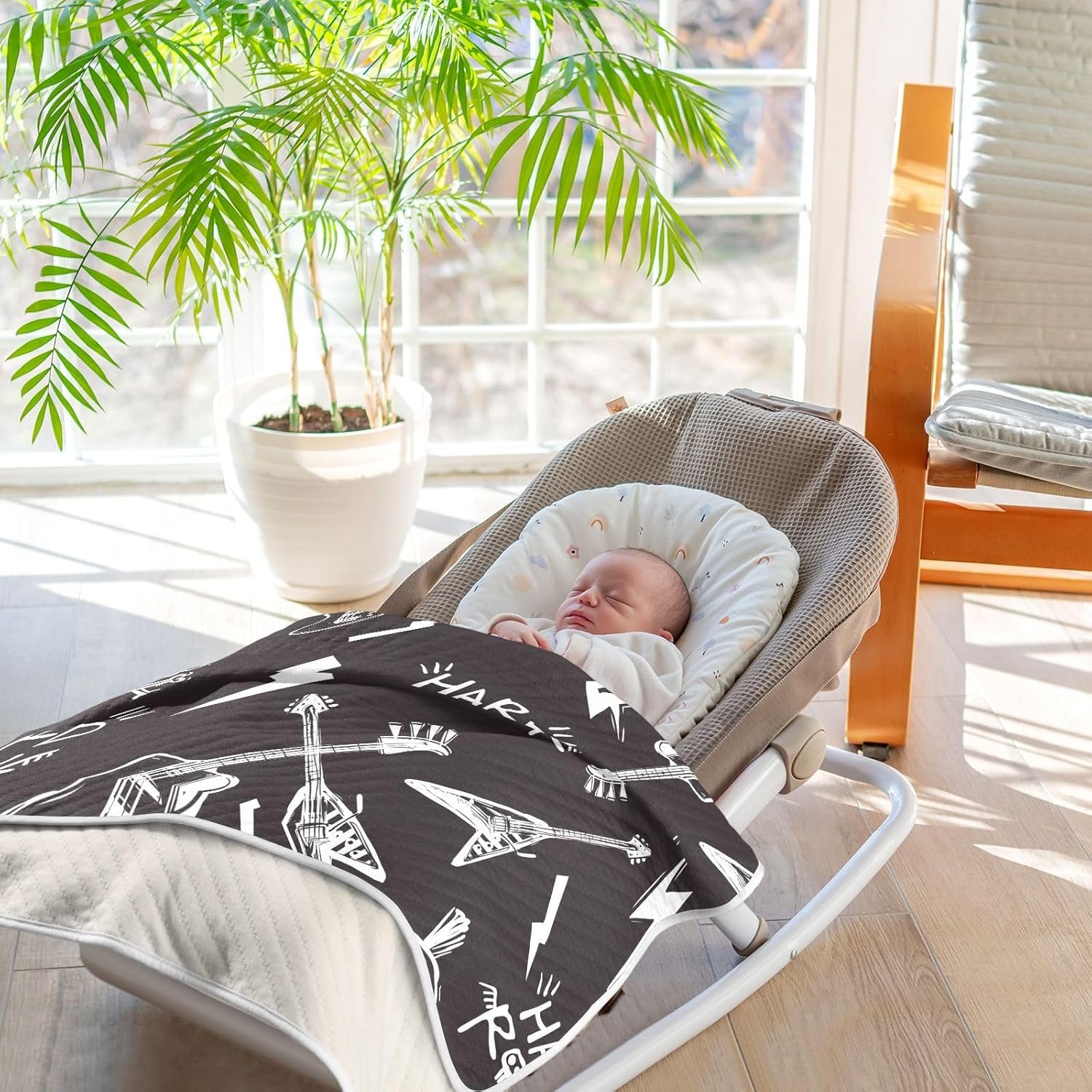 Pigsaly Rock Roll Lightnings Skull Baby Blanket 30x40in