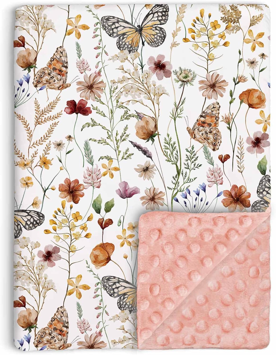Wildflower Butterfly Baby Blanket for Girls 30x40