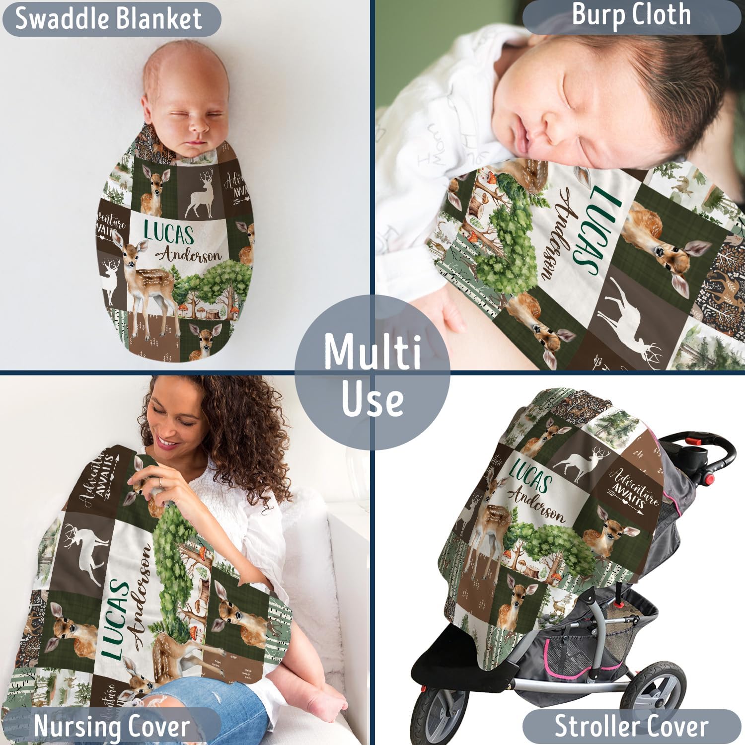 Personalized Baby Deer Blanket Woodland Theme