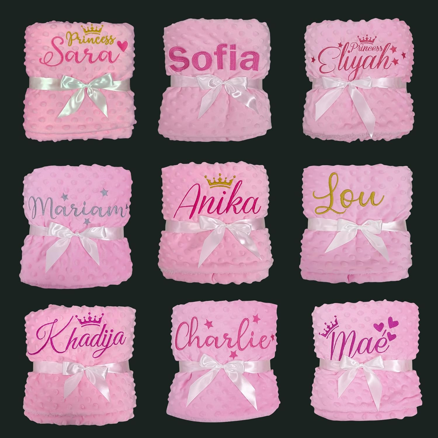 Personalized Baby Blanket with Name - 27x35 Inch Pink Minky Fleece