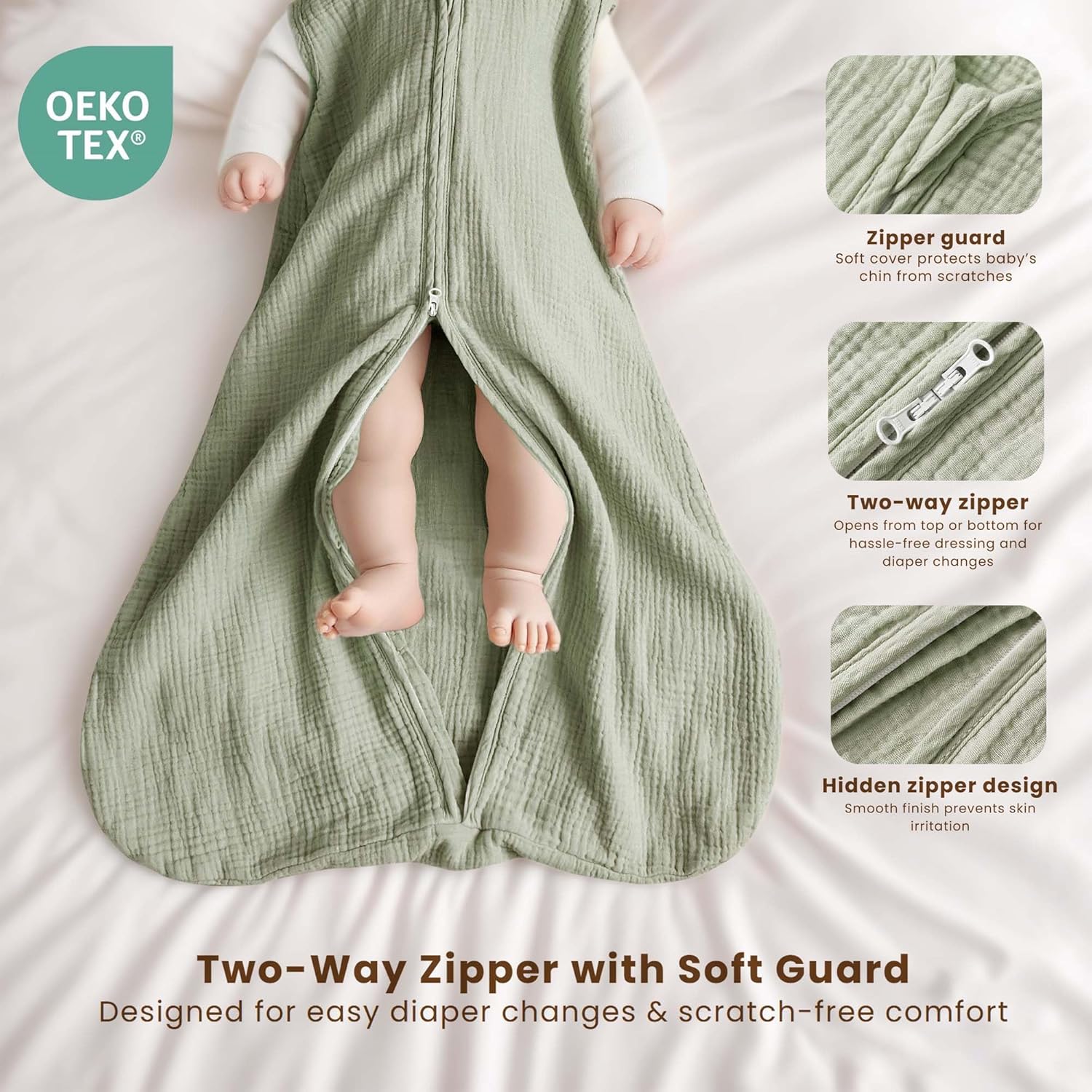 Konssy 2-Pack Baby Sleep Sack 0-6 Months