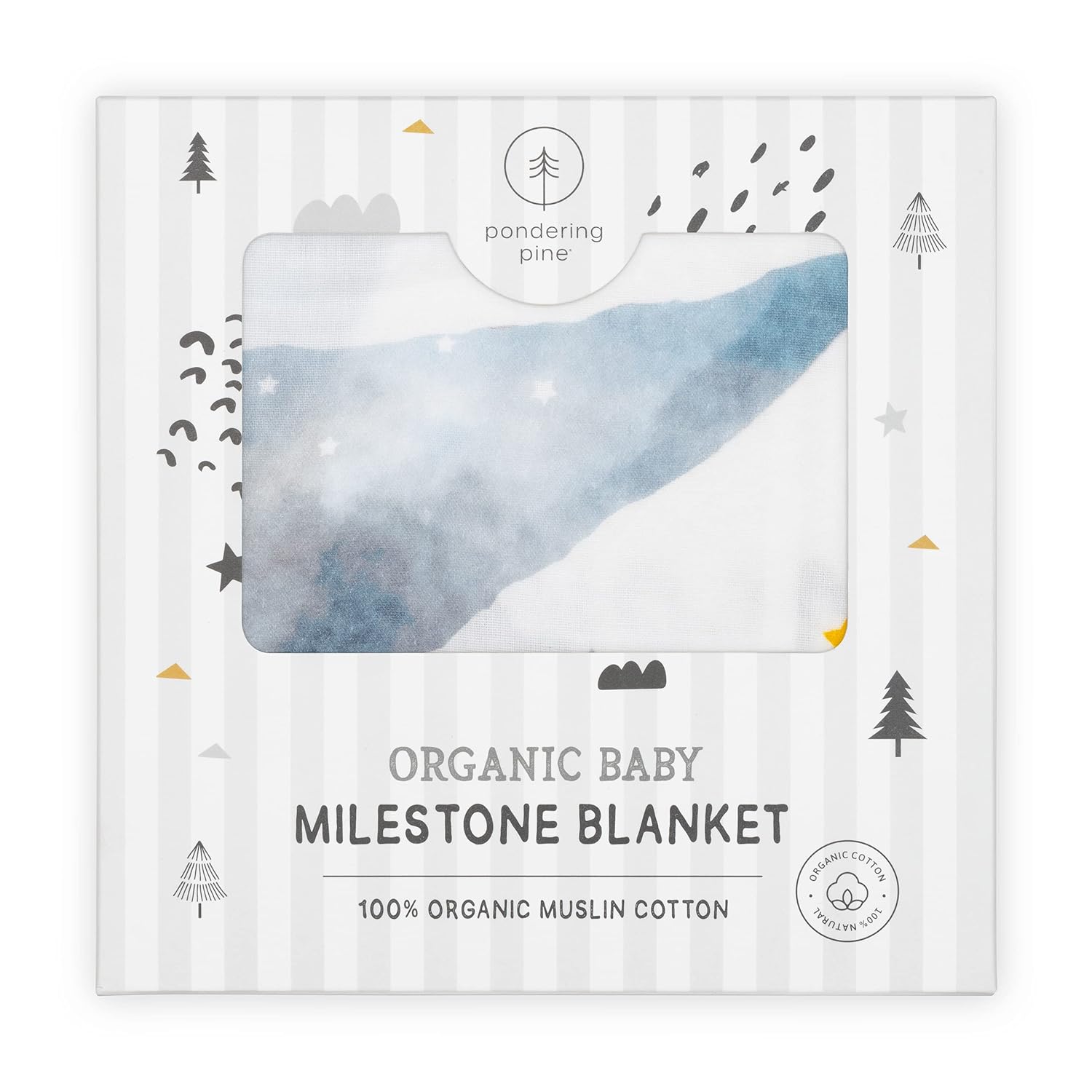 Pondering Pine Organic Baby Moon Milestone Blanket - 1-12 Months