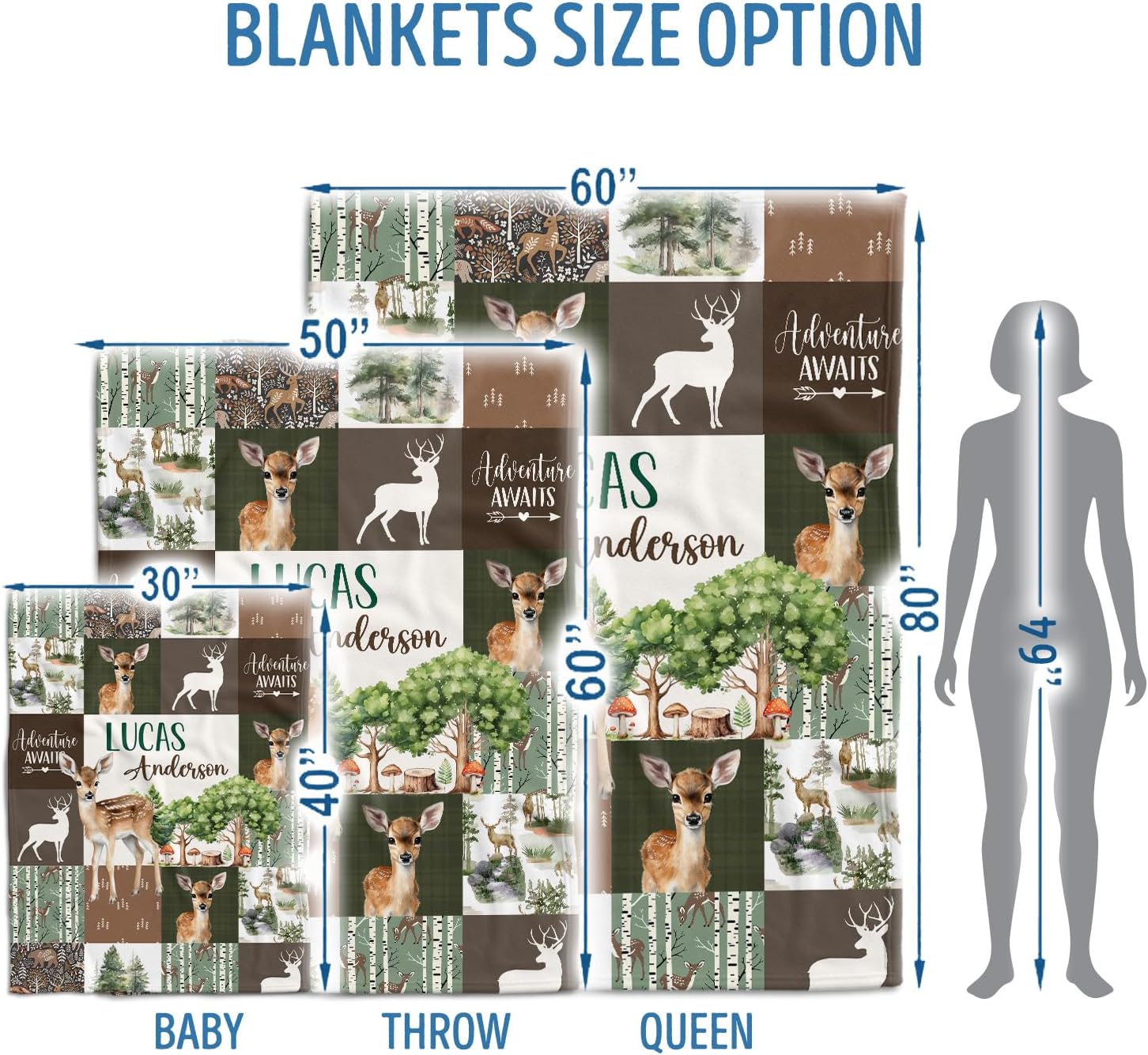 Personalized Baby Deer Blanket Woodland Theme