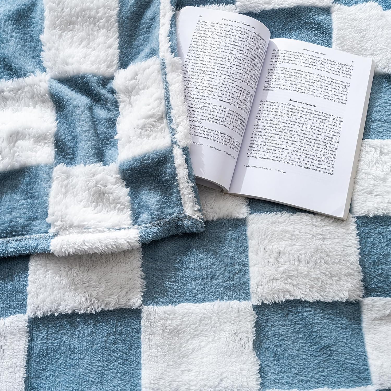 Yagle Mate Fleece Baby Blanket 3D Checkerboard Blue