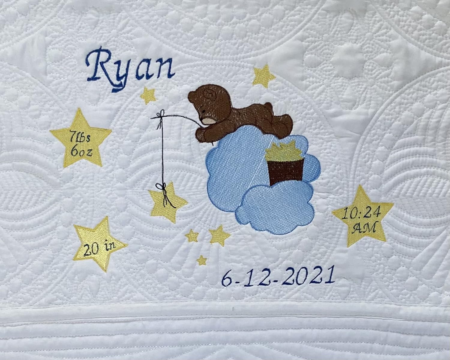 Personalized Baby Blanket with Teddy Bear Stars 1