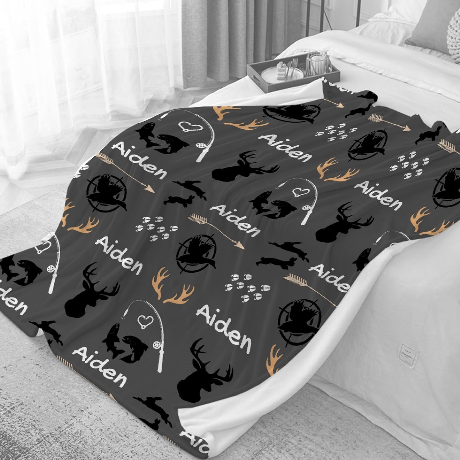 Customized Deer Duck Fish Woodland Baby Blanket 30x40