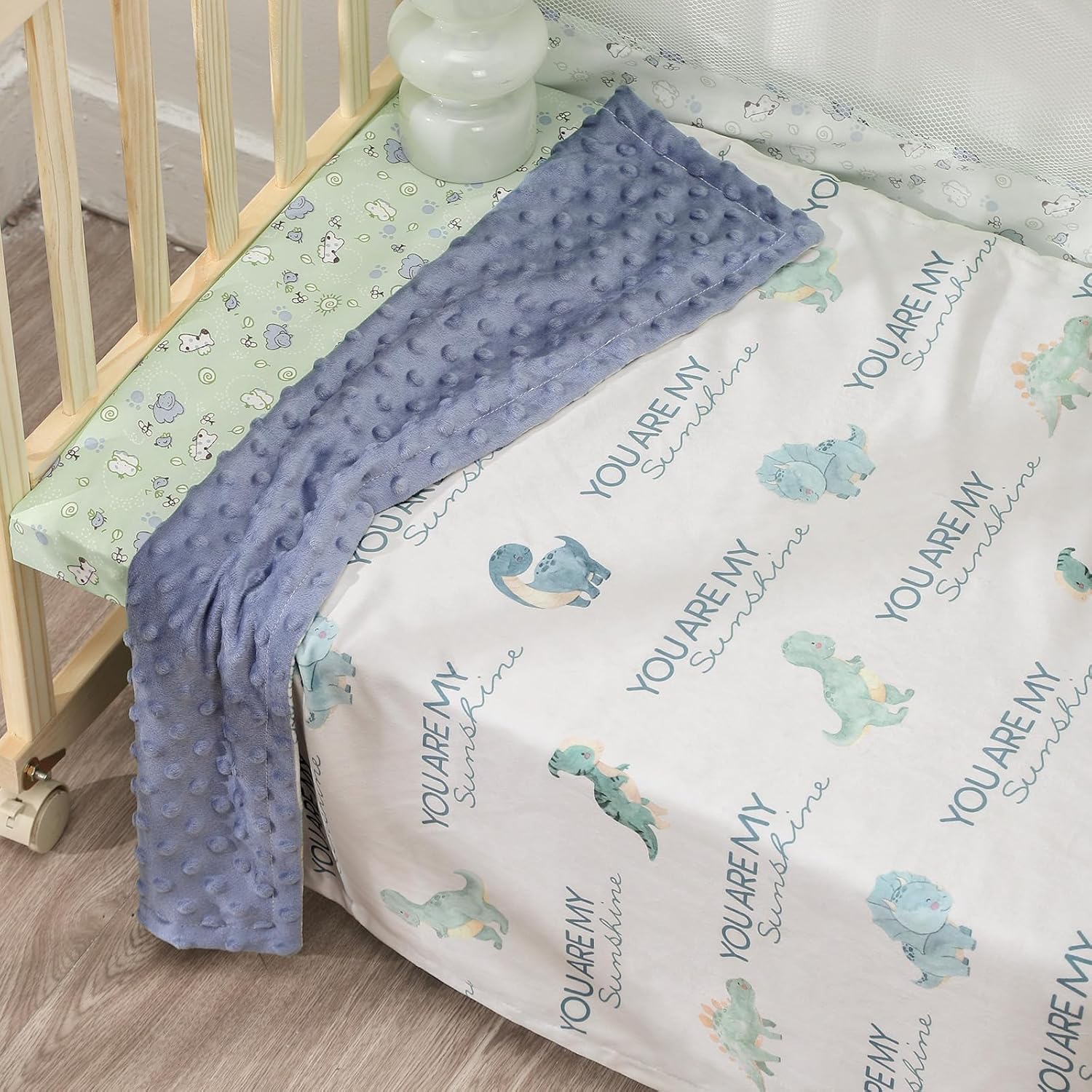 CIVARUA KIDS Dinosaur Baby Blanket for Boys - Blue Minky 30 x 40