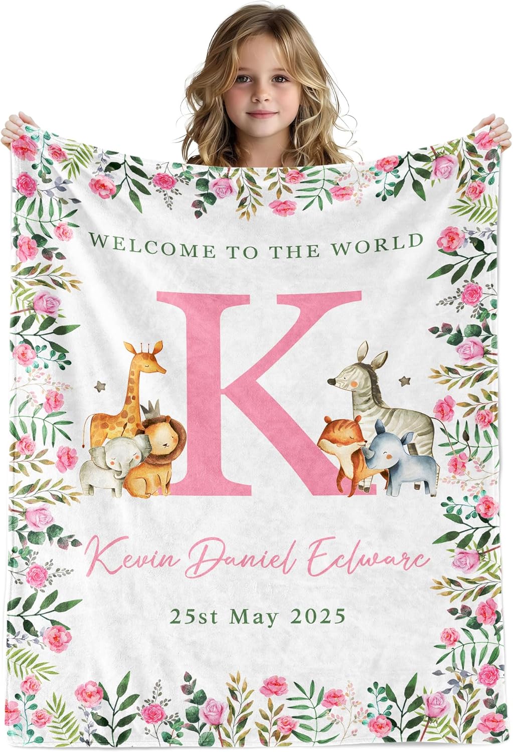 Custom Baby Blanket with Name for Girls Boys