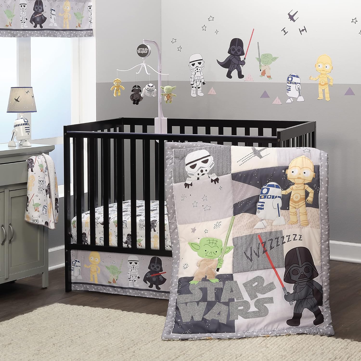 Lambs Ivy Star Wars Fleece Baby Blanket with Yoda and Darth Vader