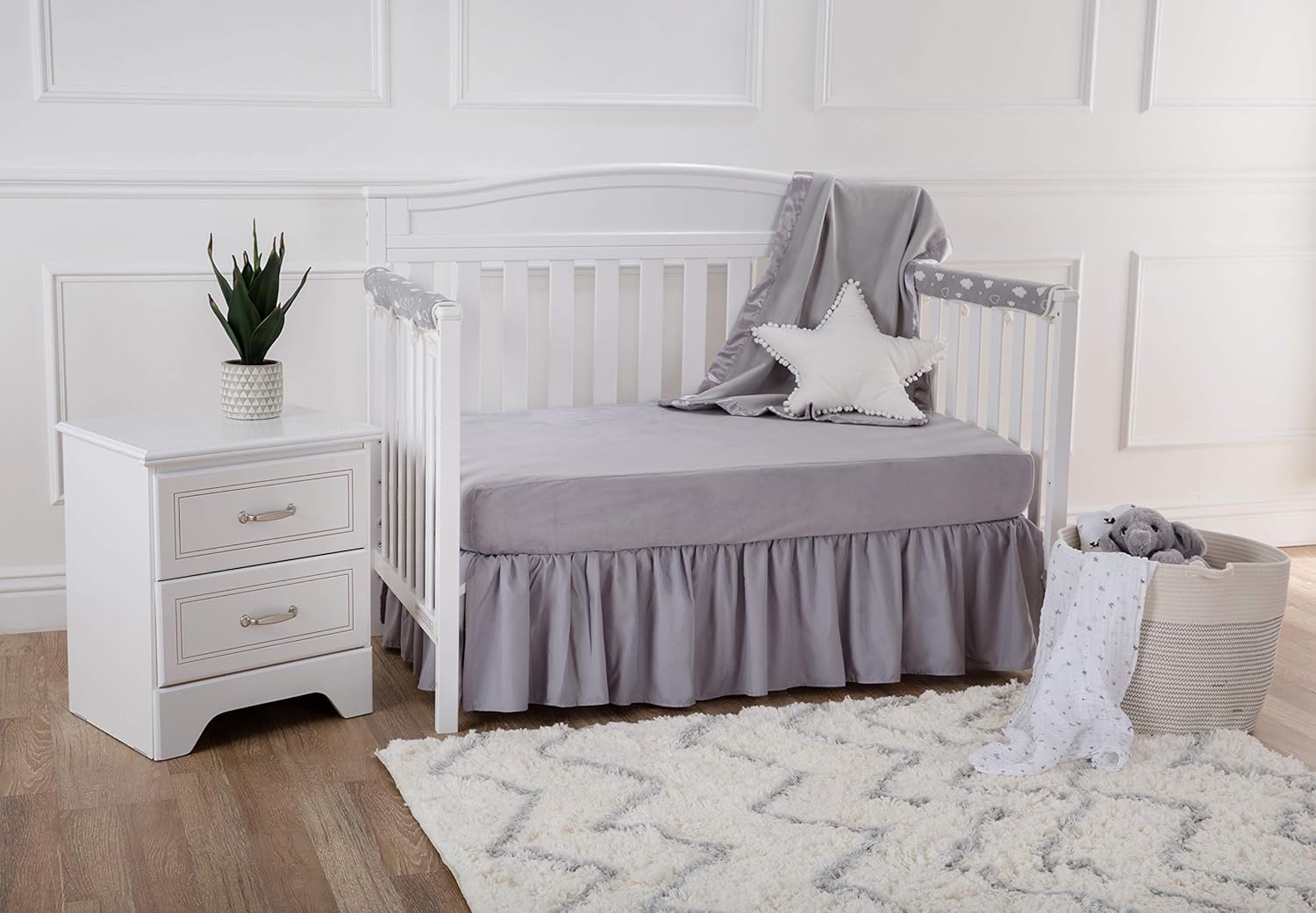 American Baby Company Fleece Blanket with Satin Trim Gray 30x40