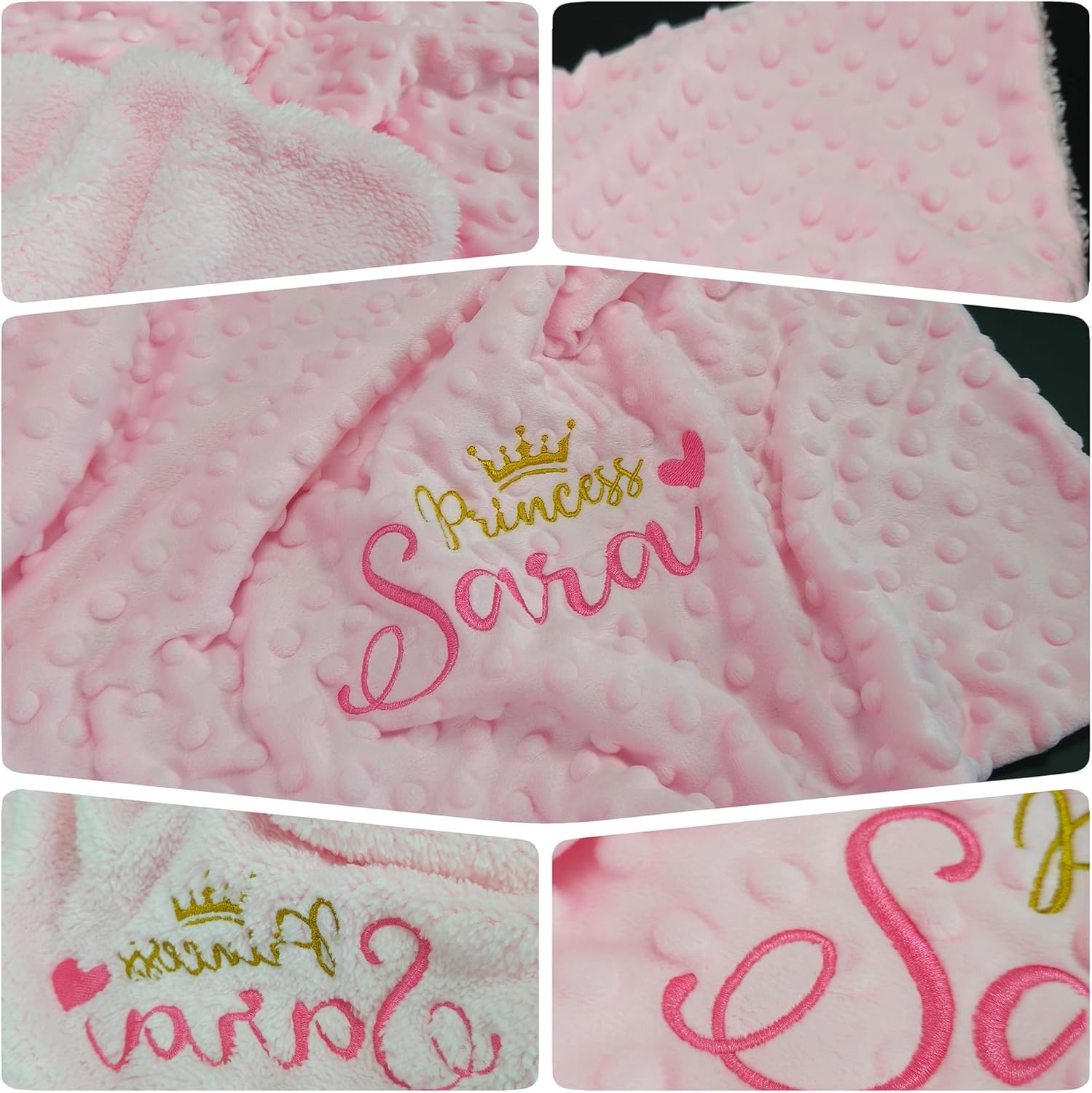 Personalized Baby Blanket with Name - 27x35 Inch Pink Minky Fleece
