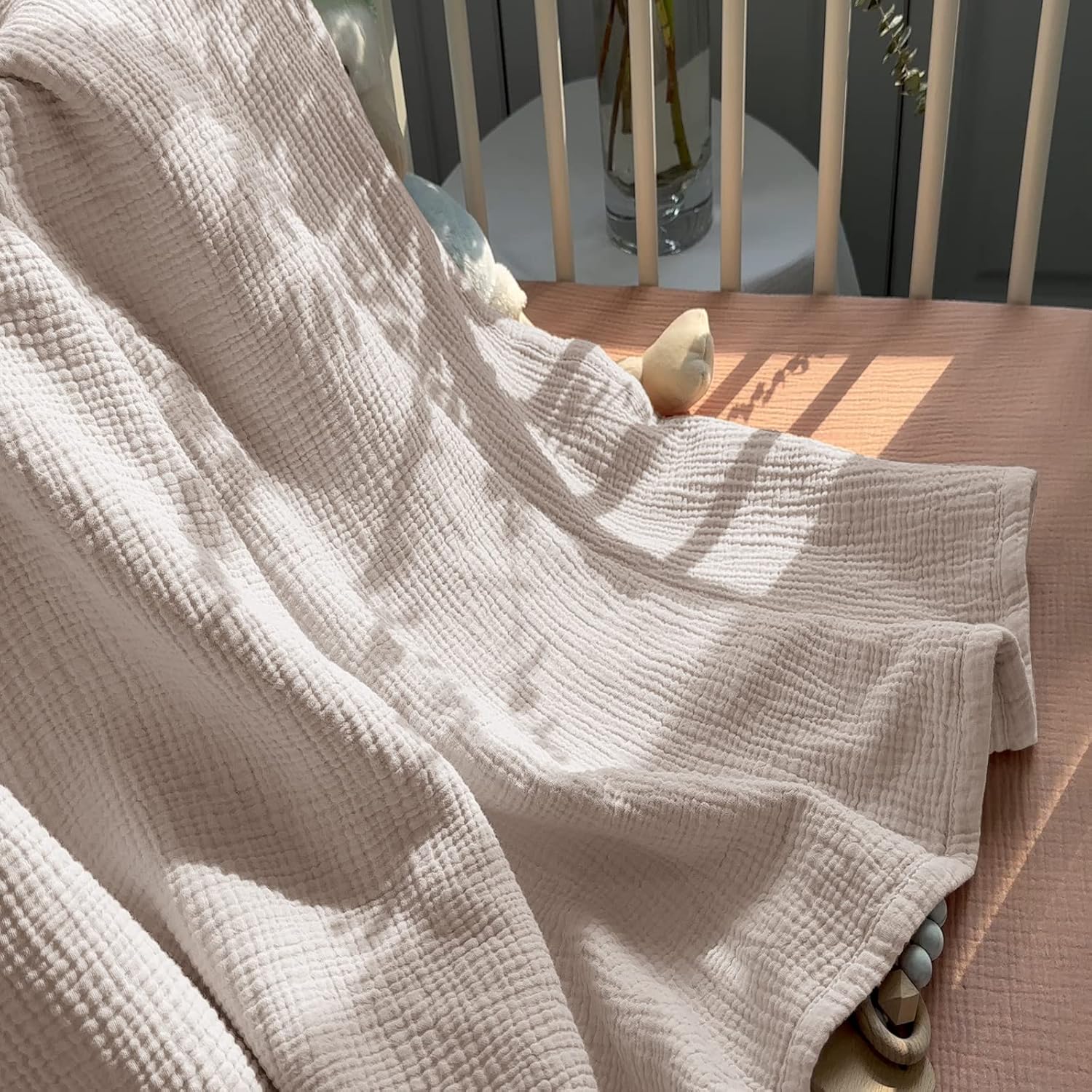 Lulu Moon Muslin Blanket 47x47 Inches Ivory 1