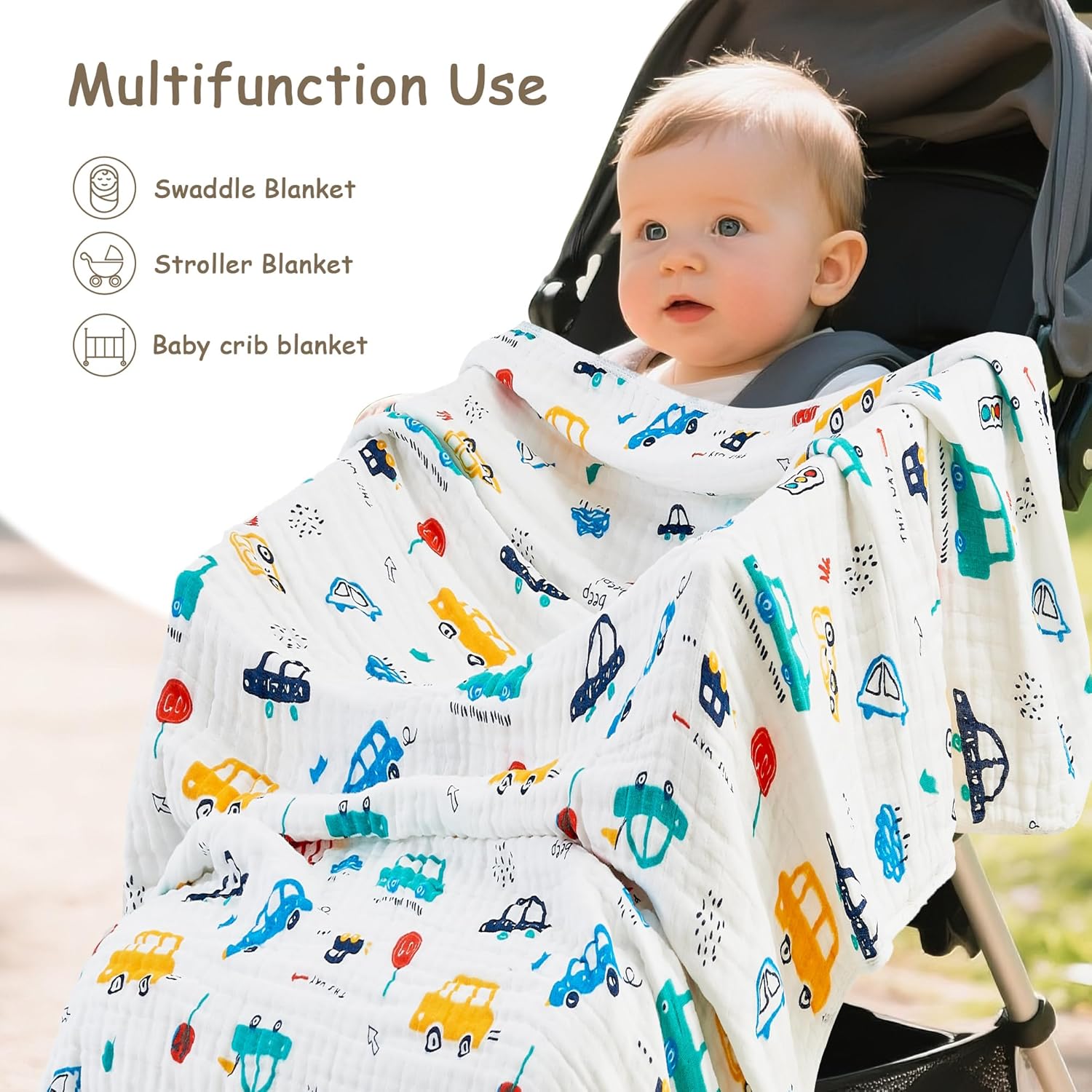 ROSE FEATHER 6-Layer Muslin Baby Blanket Cozy Swaddle 43x43 Inch