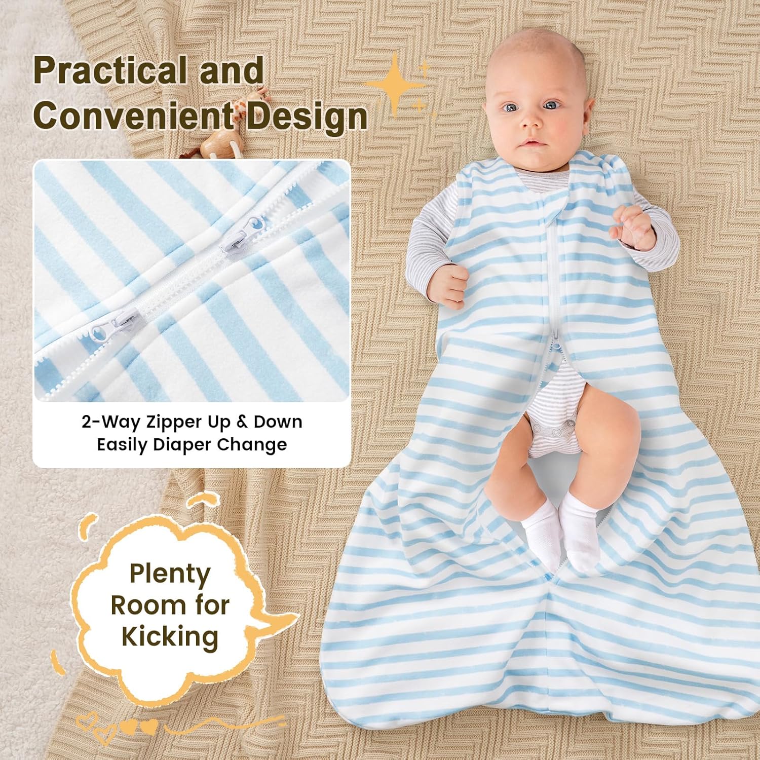 PHF 3 Pack Dinosaur Micro-Fleece Sleep Sack 0-6 Months