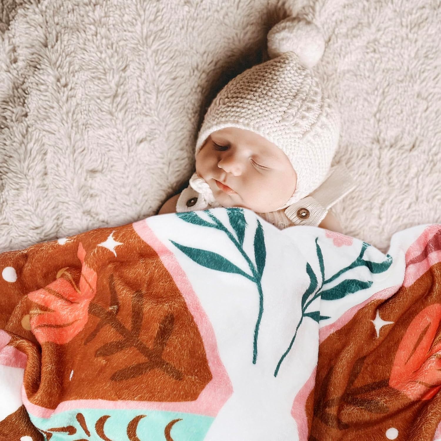 Boho Baby Blanket with Butterfly Floral Decor