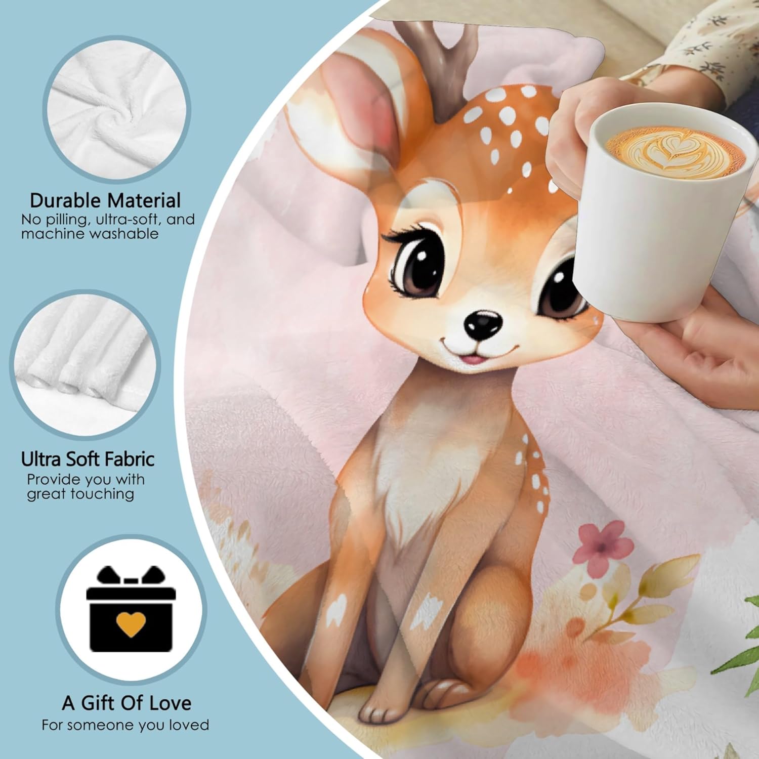 Custom Deer Baby Name Blanket - Personalized for Toddlers and Kids