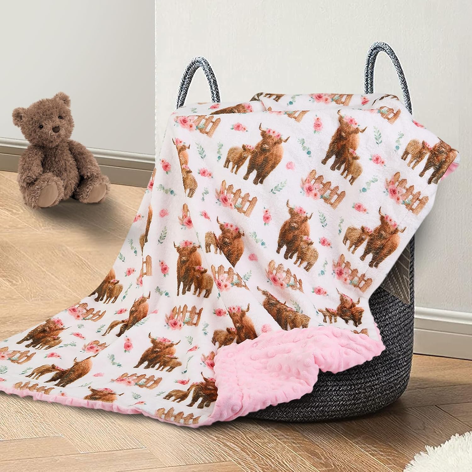 DCOOLGO Highland Cow Lovey Baby Blanket