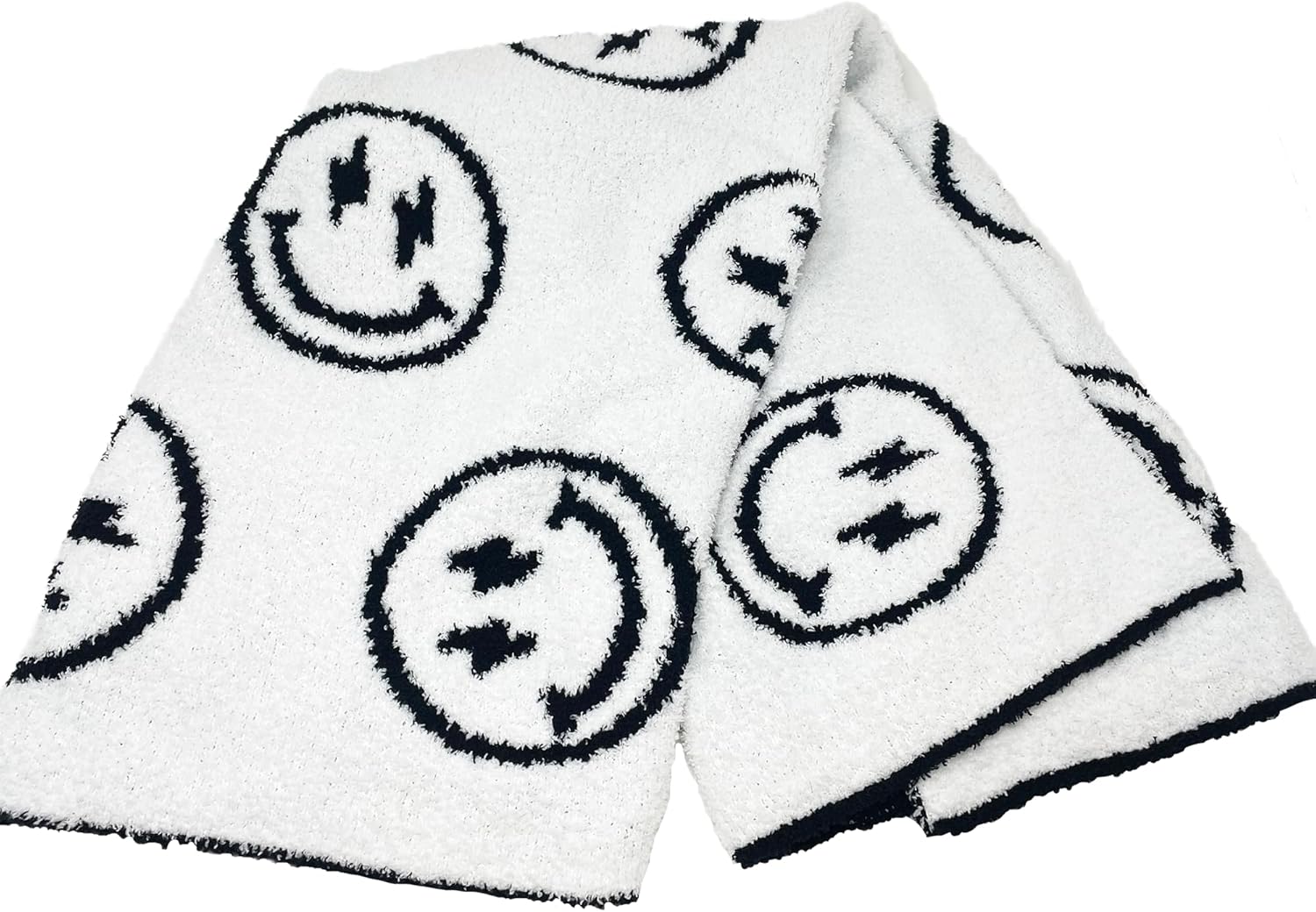 Smiley Face Baby Blanket with Lightning Bolt Eyes - Reversible 28x40 Inch