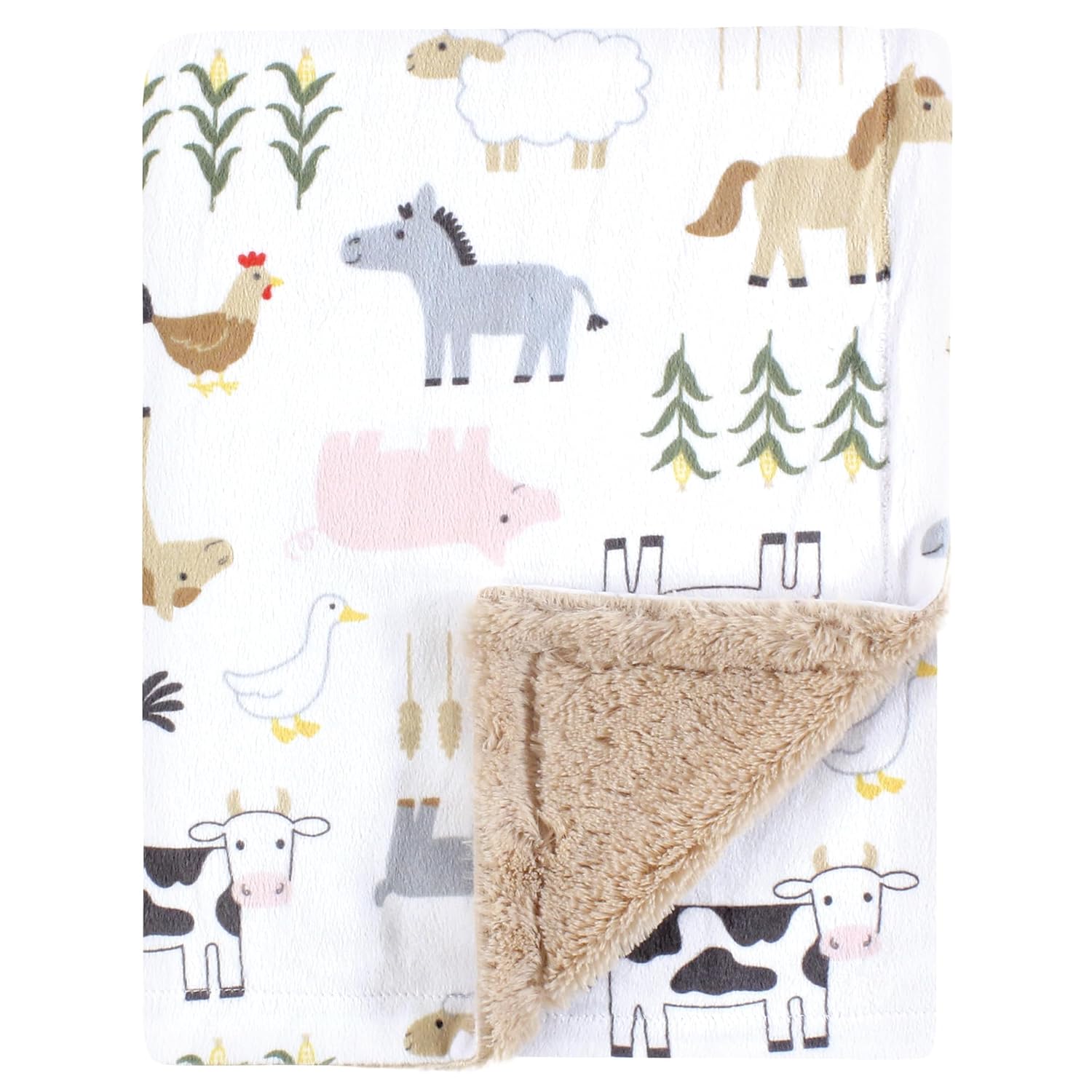 Hudson Baby Cozy Plush Blanket with Furry Binding