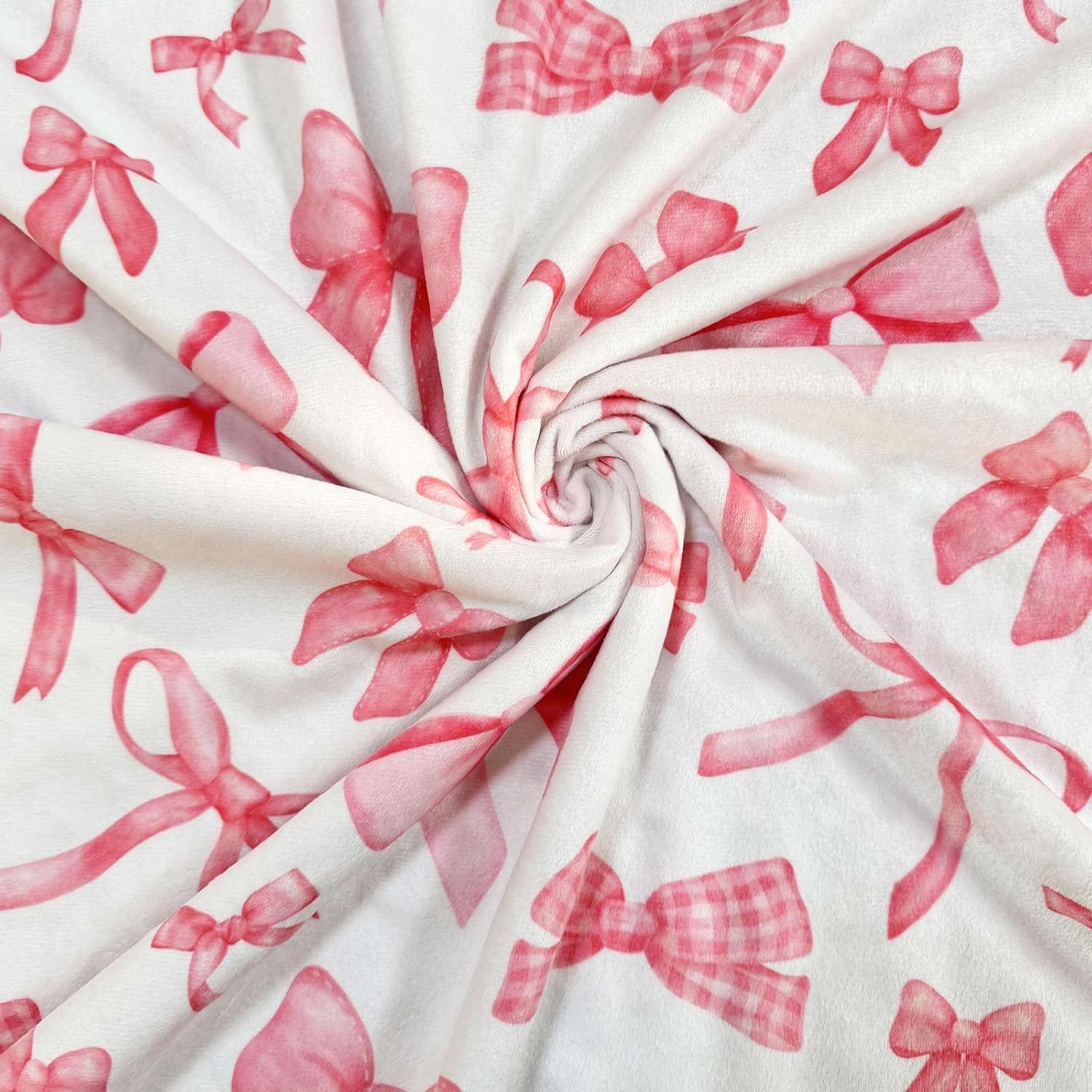 Pink Bow Baby Blanket for Girls 30x40 Inches Soft Minky Double Layer