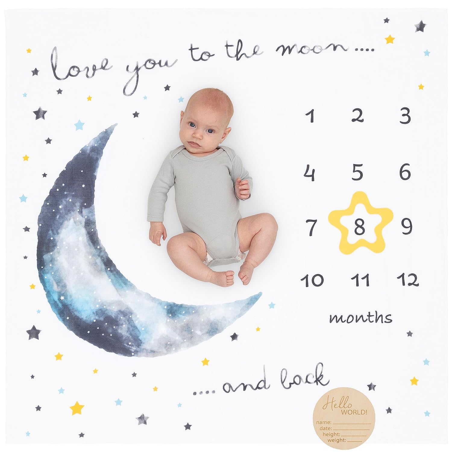 Pondering Pine Organic Baby Moon Milestone Blanket - 1-12 Months