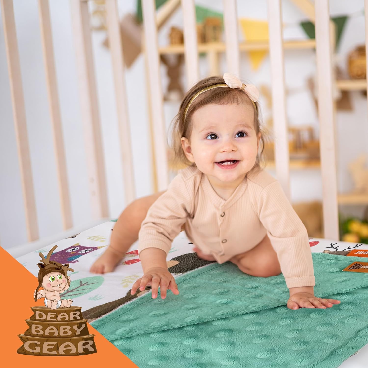 Dear Baby Gear Soft Baby Blanket - Crib Cover with Mint Green Dot Design