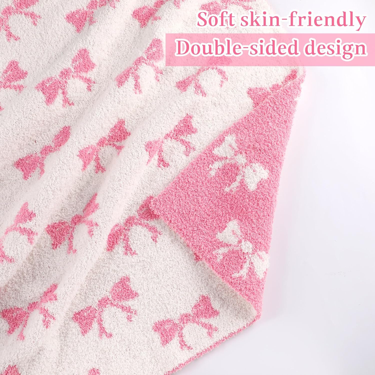 30x40 Pink Bow Microfiber Baby Blanket