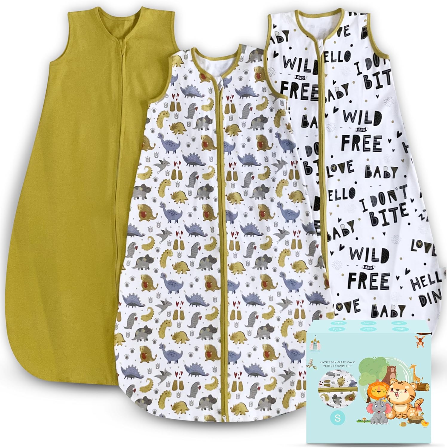 Cute Castle 0-6 Months Sleep Sack - 100 Cotton 2-Way Zipper