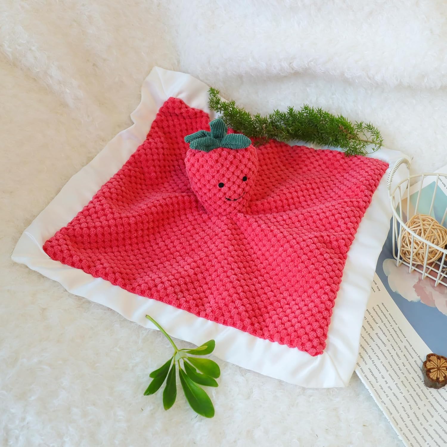 Apricot Lamb Strawberry Security Blanket Baby Lovey