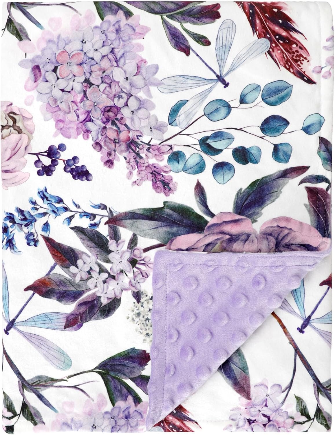 HNHUAMING Purple Floral Baby Blanket 30x40 Inch Double Layer