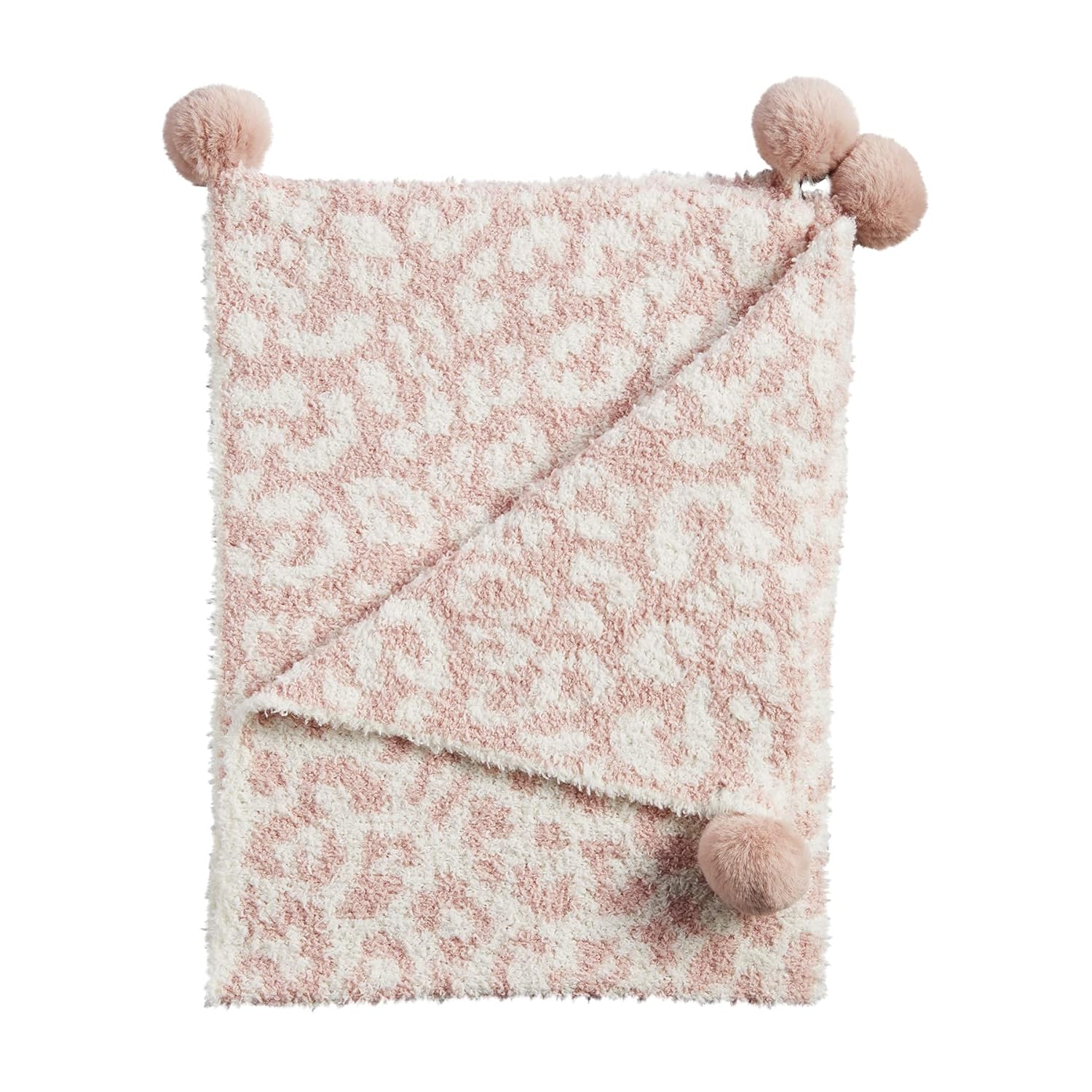 Mud Pie Baby Girls Chenille Leopard Blanket Pink 1