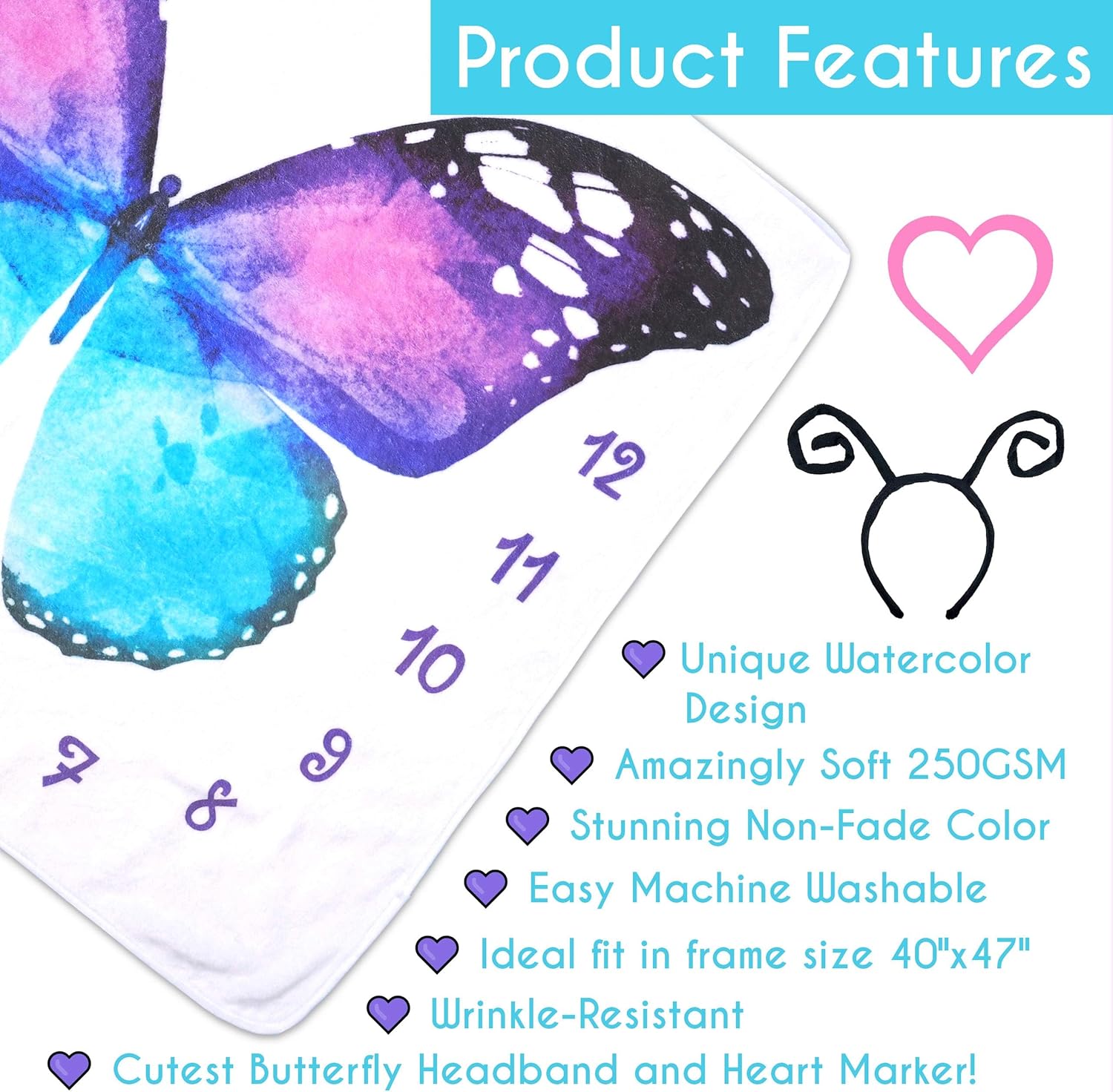 Evovee Baby Milestone Blanket Butterfly Design