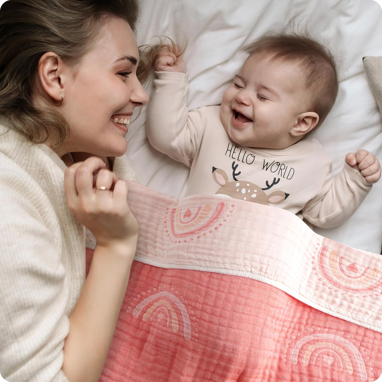6-Layer Organic Cotton Baby Blanket Reversible Neutral 433x413