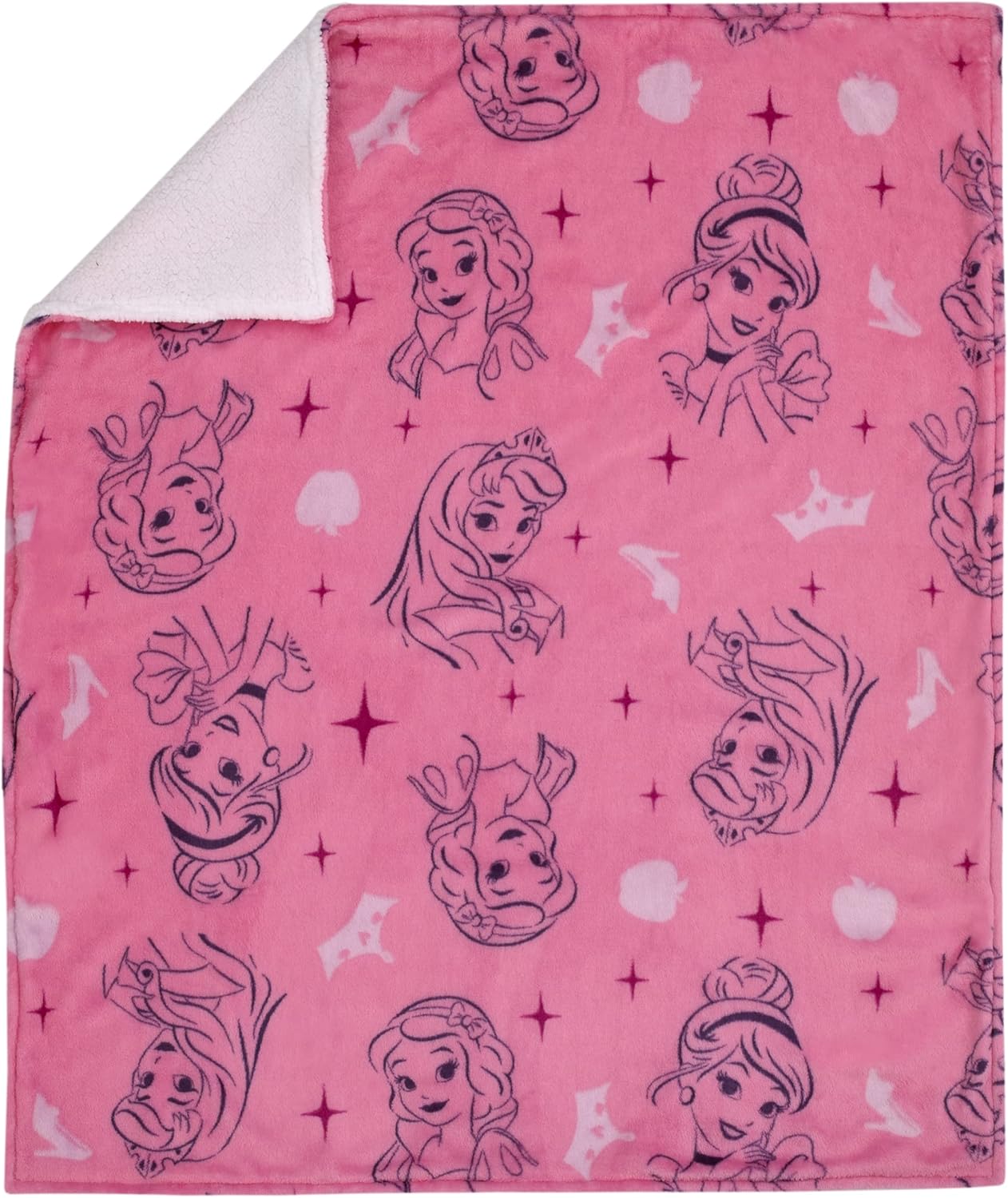 NoJo Disney Princess Pink Purple Sherpa Blanket 1