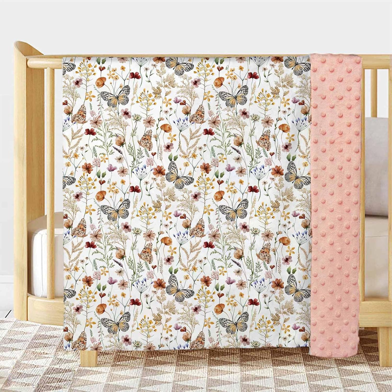 Wildflower Butterfly Baby Blanket for Girls 30x40